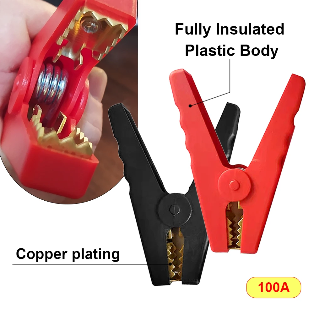 100A 500A Electrical Crocodile Clamp Copper Plated Emergency Power Terminal Test Connector Charging Battery Clip For Jumper Part