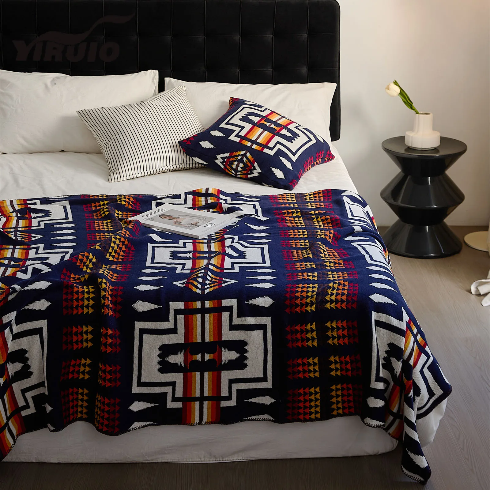 YIRUIO Brand Bohemian Cotton Blanket Endless Geometric Tribal Pattern Design Home Decorative Blanket Sofa Bed Soft Throw Blanket