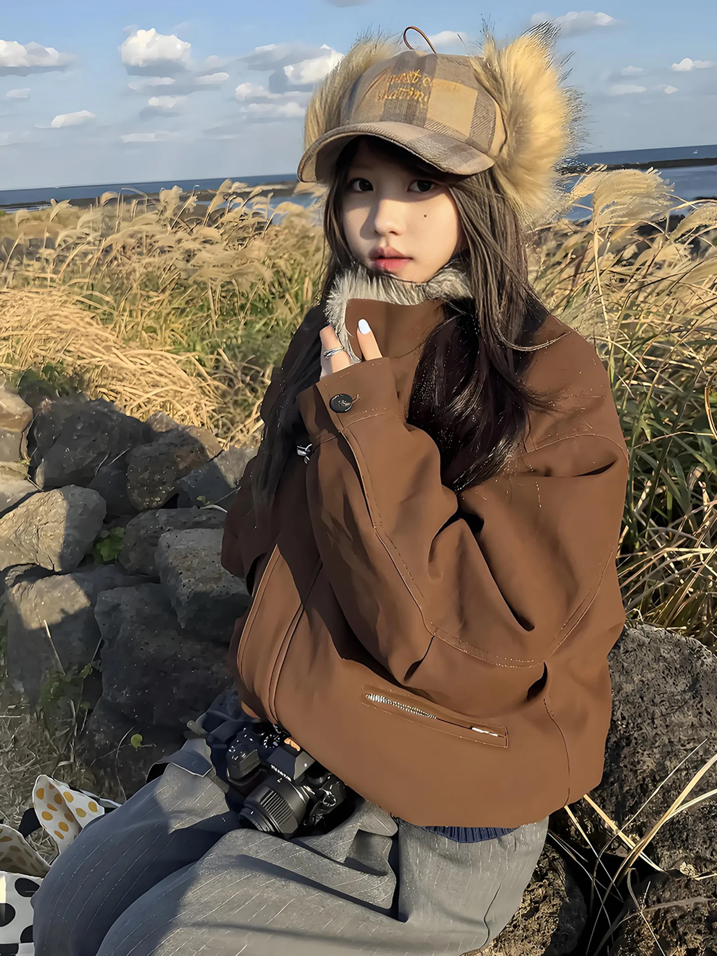 

Мужская зимняя утепленная куртка из хлопка на флисовой подкладке, синяя, повседневная, теплая верхняя одежда с воротником-стойкой на молнии