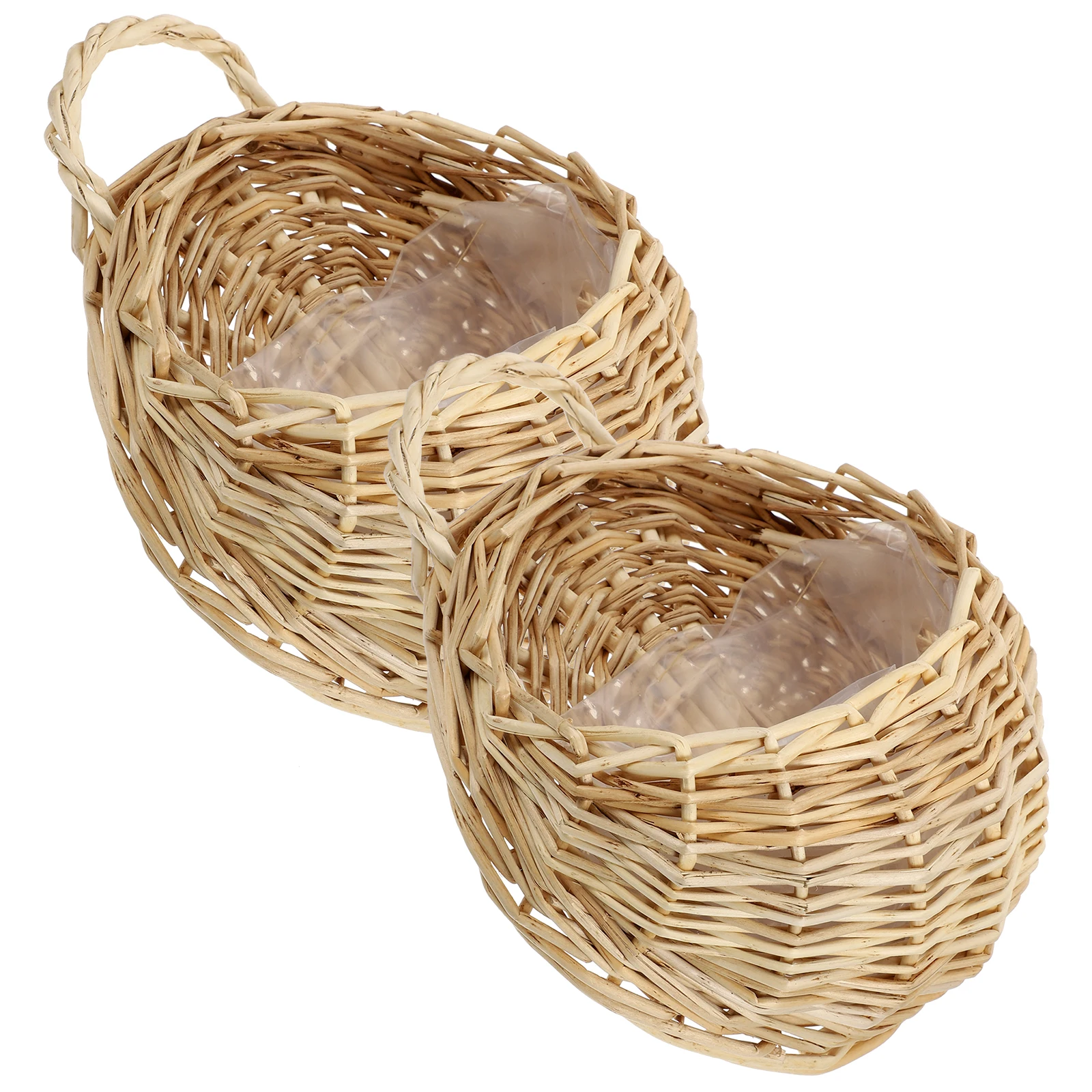 

2 Pcs Rattan Hanging Basket 18cm Stripped Willow Storage Baskets Planter Kitchen Decorative Woven Flower Bathroom
