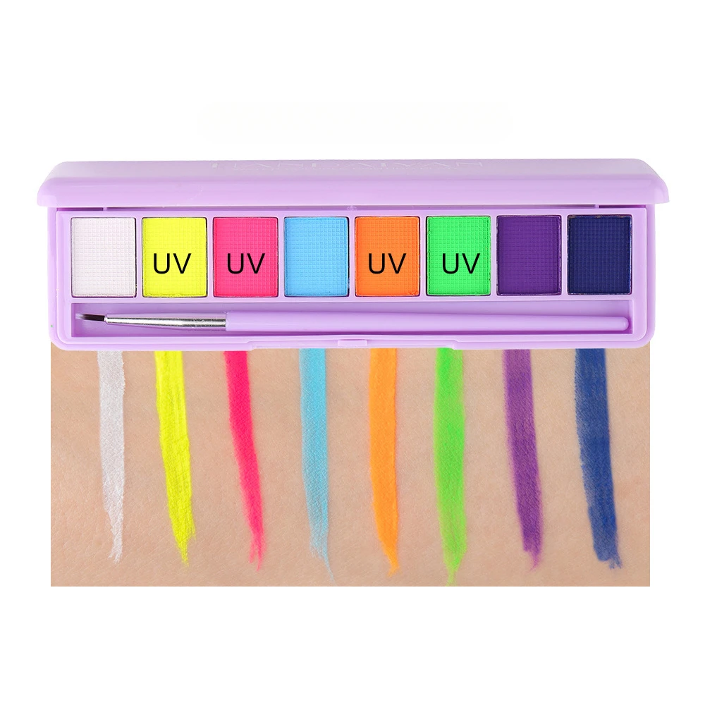 Gezichtsverf Palet Uv Fluorescerend Kind Facepaint Kit Glow Body Art Aqua Make-Up Halloween Eyeliner Kids Oogschaduw