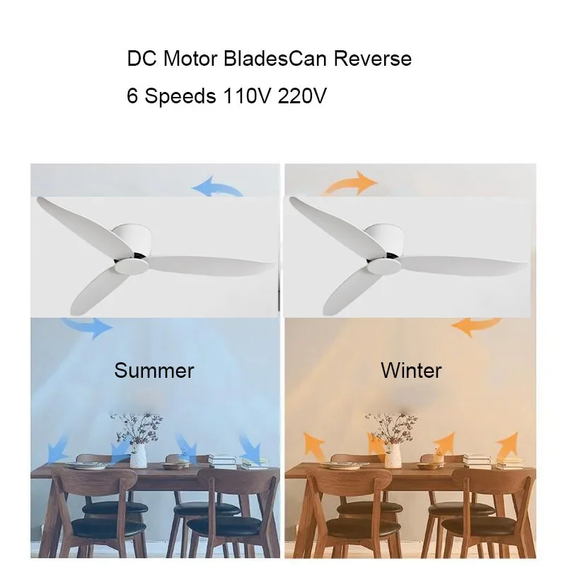 36 42 52 Inch Ceiling Fan DC Motor 6 Speeds  Remote Control Timing Fans 20CM Low Floor Loft Remote Control Fan No Lights