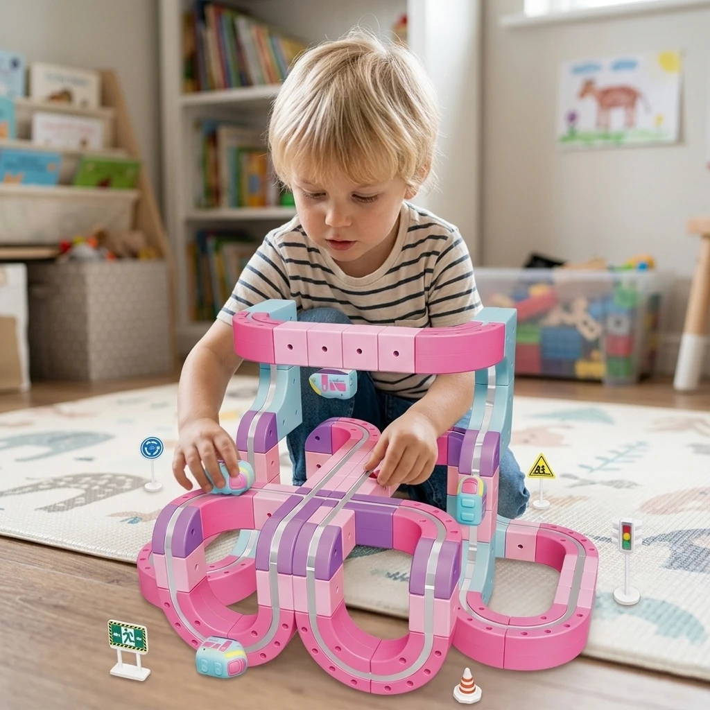 

Magnetic High Speed Train Set Electric Railway Track Vehicle DIY Building Blocks STEM Railway Track Toy birthday gift for Girls