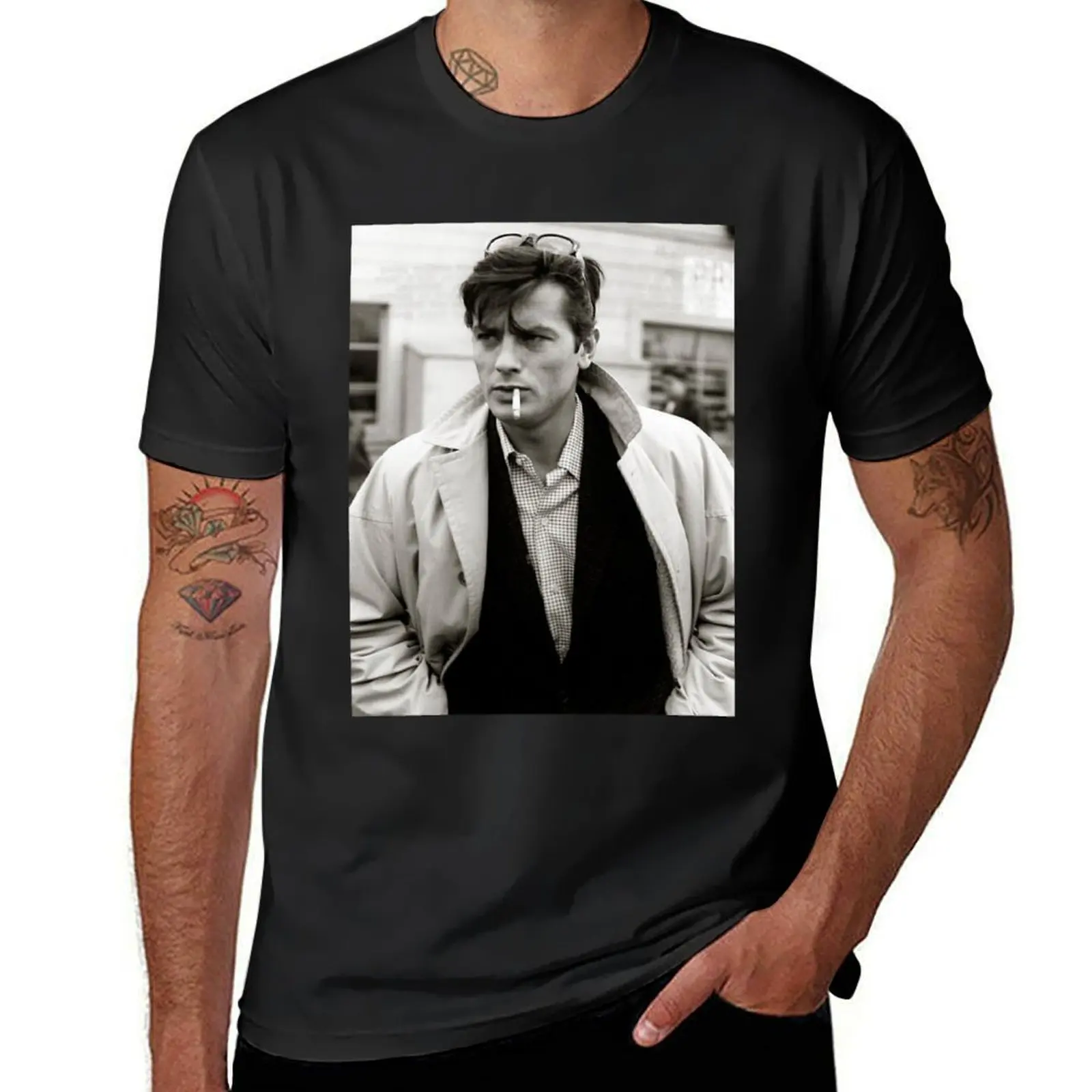 Alain Delon smoking cigarette Classic T-Shirt new edition boys whites hippie clothes Men's t-shirts