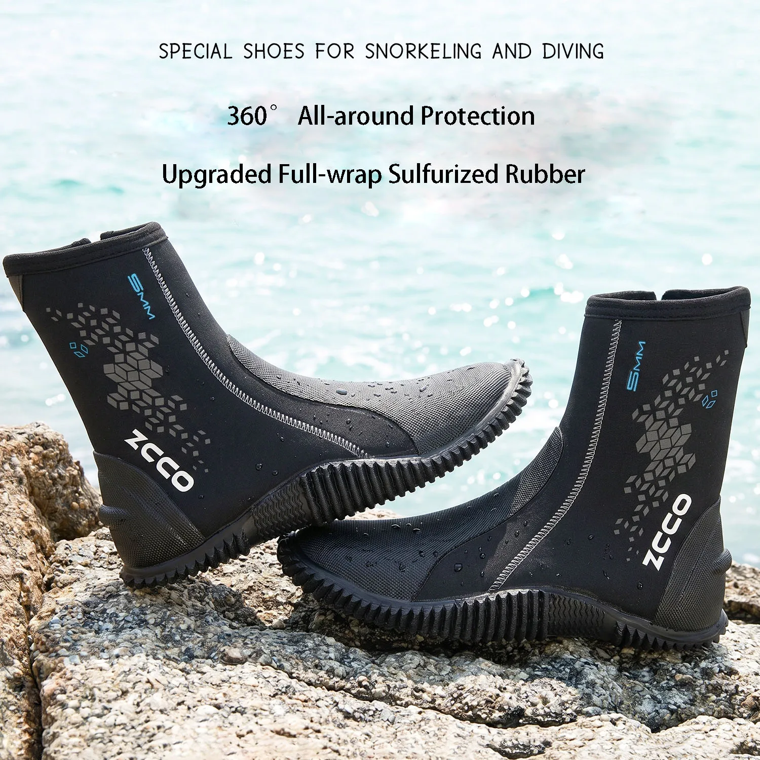 5mm High Top Diving Boots Anti-slip Warm Water Shoes Scuba Deep Diving Surfing Snorkeling Wading Beach Trekking Shoes