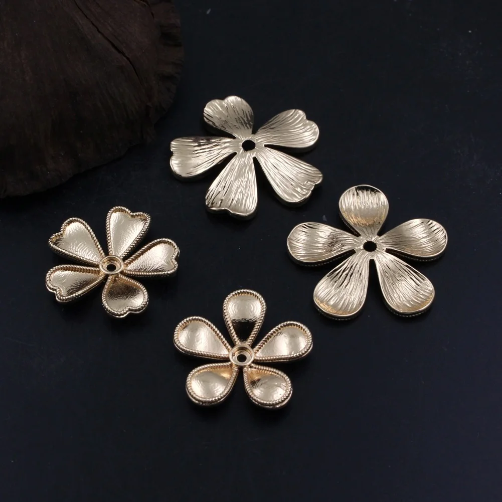 10pcs Brass Casted 5 Petals Flower Charms Pendant Charms Decoration Stamping High Quality DIY Jewelry Findings Accessories