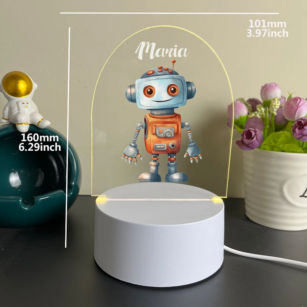 Personalized Custom Robot  Cute  Night Light Home Decor Christmas Gift Rgb Night Lights Led