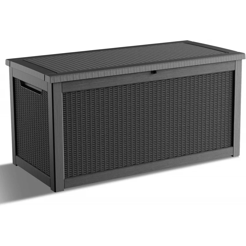 

320Gal Waterproof Black Resin Deck Box, Resistant/Hydraulic Rod Reinforced Stability, Outdoor Storage Patio, Garden