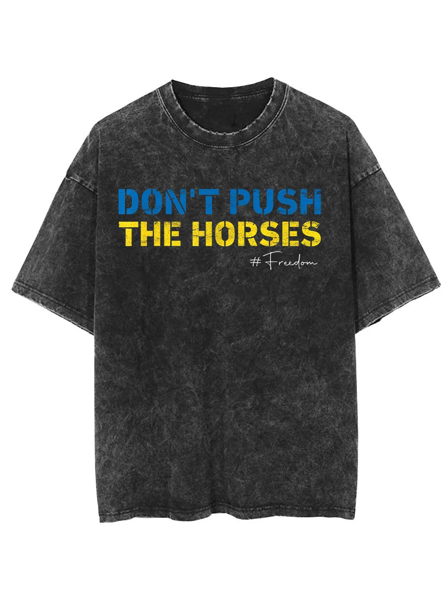 

Don’t Push the Horses Oversized T shirt 100% Cotton Vintage Washed T-shirt for men Funny Meme Quote for Sarcastic Minds P359