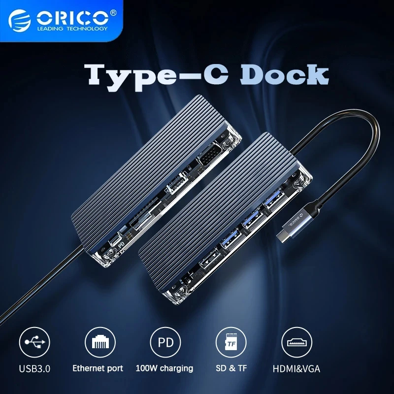 

ORICO Multi USB C Docking Station USB Hub Splitter usb c to hdmi Converter SD/TF PD 100W Fast Charge Card Reader pc accessories