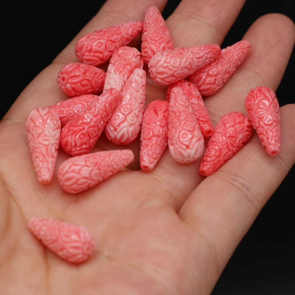 10 قطعة لكمة المرجان الخرز قطرة الماء شكل التوليف المرجان فاصل فضفاض مطرز لصنع المجوهرات ذاتية الصنع قلادة سوار 10x20mm