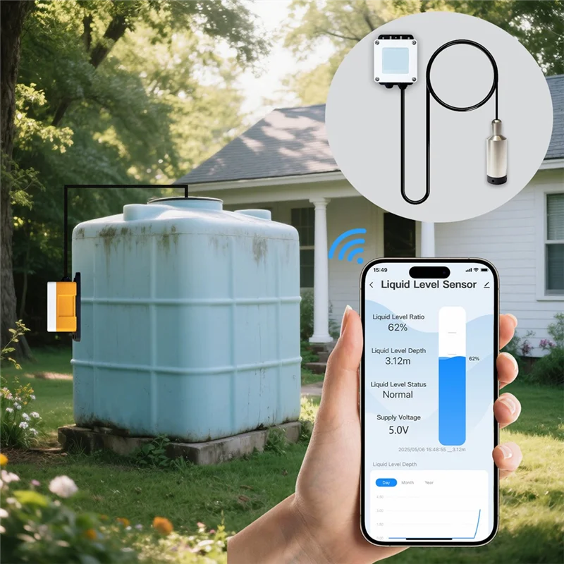 L72A-ME202W 5M Tuya Smart Wifi Sensore di livello del serbatoio dell'acqua remoto Misuratore dell'olio ad alta precisione