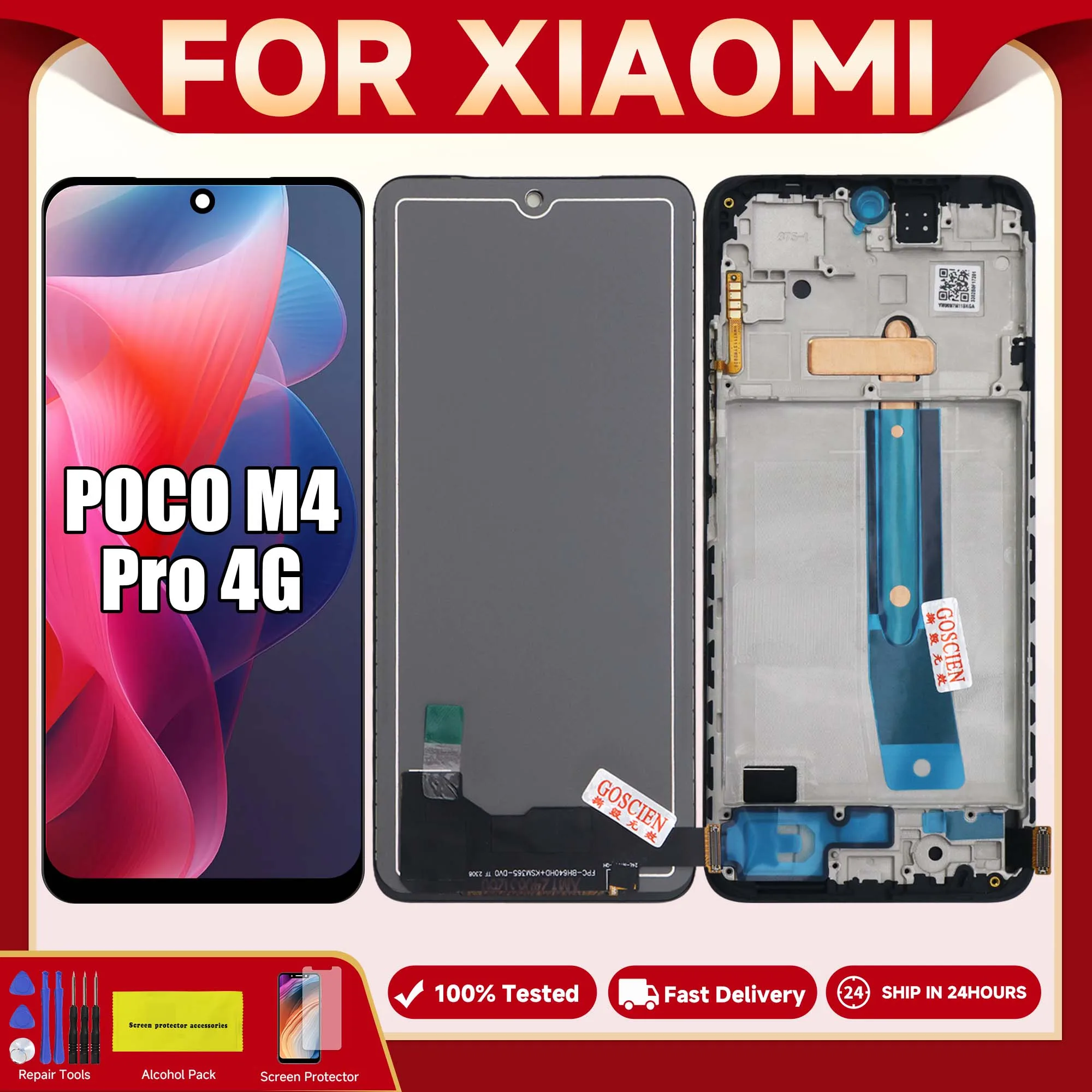 

ЖК-дисплей для Xiaomi Poco M4 Pro 4G, ЖК-дисплей, сенсорный экран, дигитайзер в сборе, замена для Poco M4 Pro 4G LCD