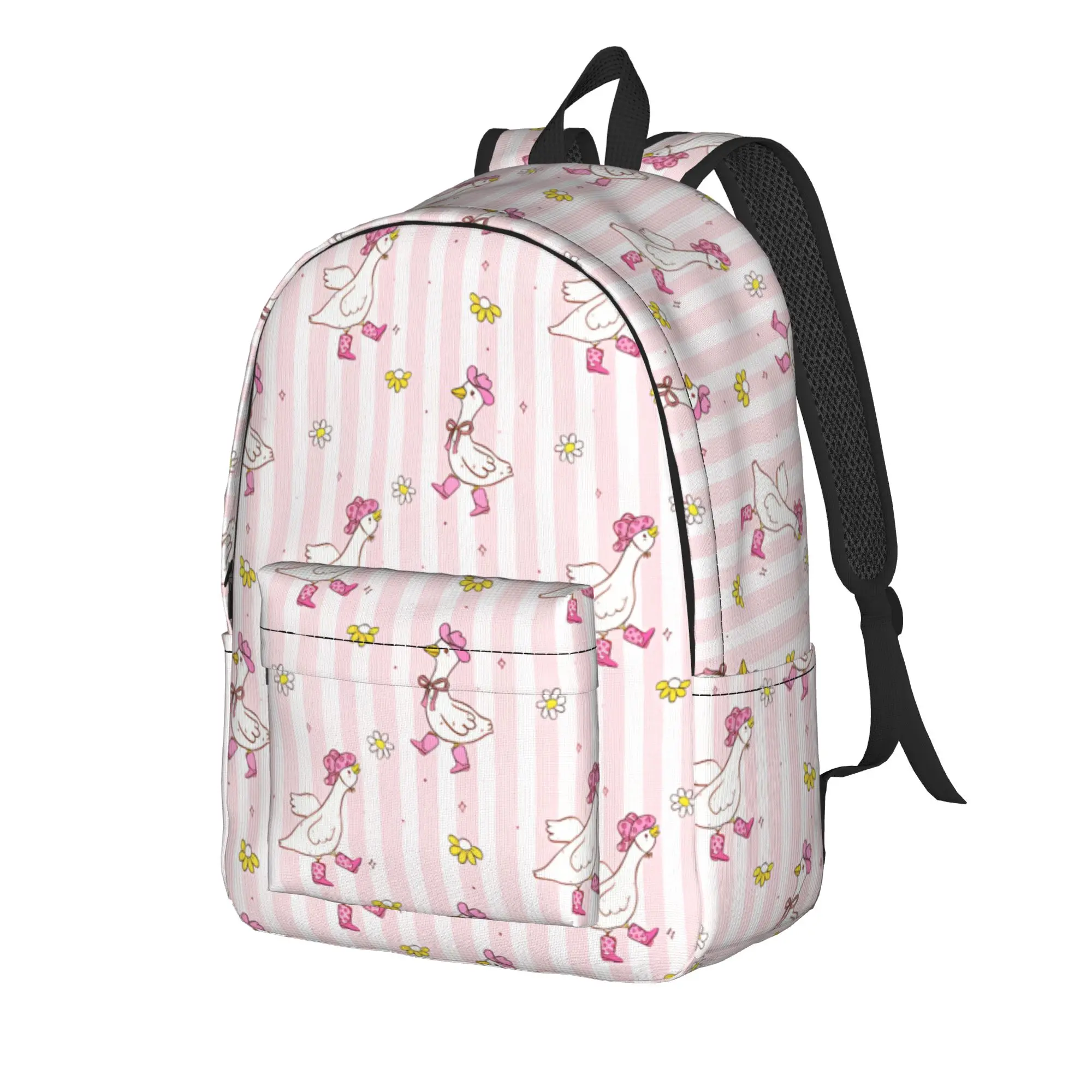 Cute Spring Cottagecore Goose Backpack  Student Polyester Outdoor Backpacks Lightweight Style High School Bags Rucksack