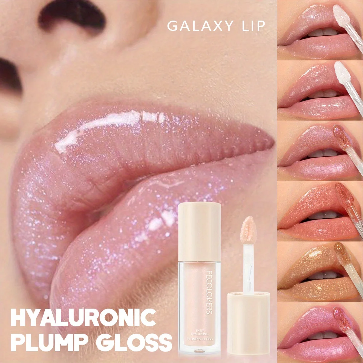 Hyaluronic Plump Gloss Shimmery Liquid Lipstick Primer - Moisturizing Coral, Mixed Color, Red, Skin Tone Lip Oil Glaze