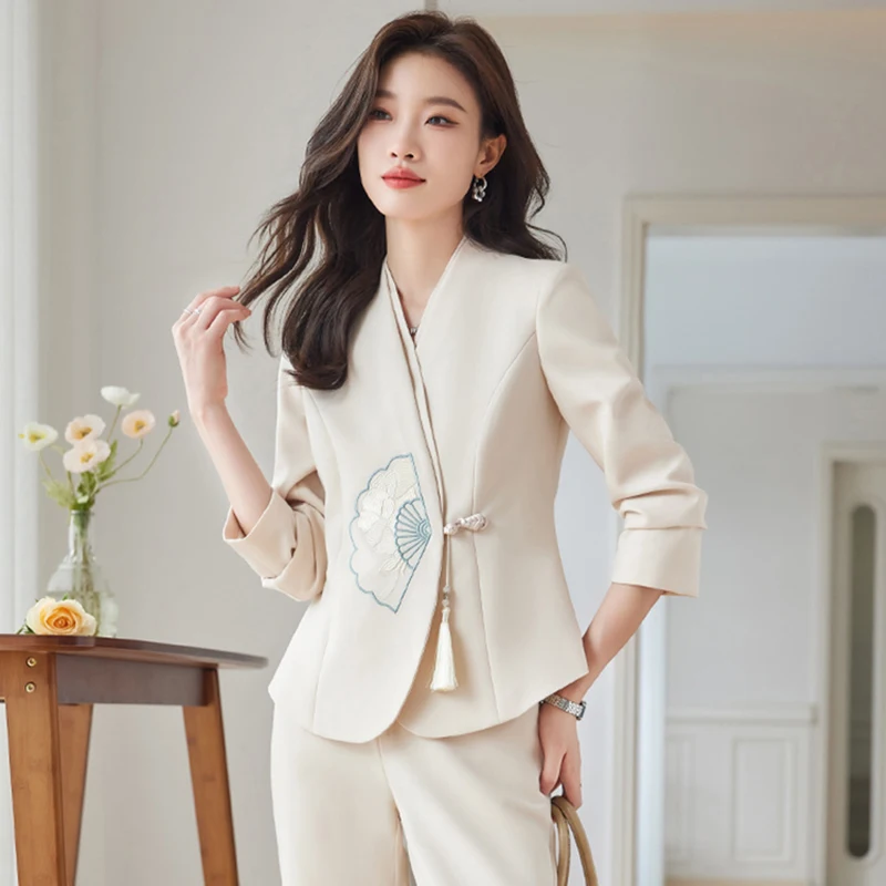 Aprikose Schwarz Frauen Anzüge Büro Sets Neue Mode Langarm Schlank Single Button Blazer Casual Hohe Taille Flare Hosen Anzüge