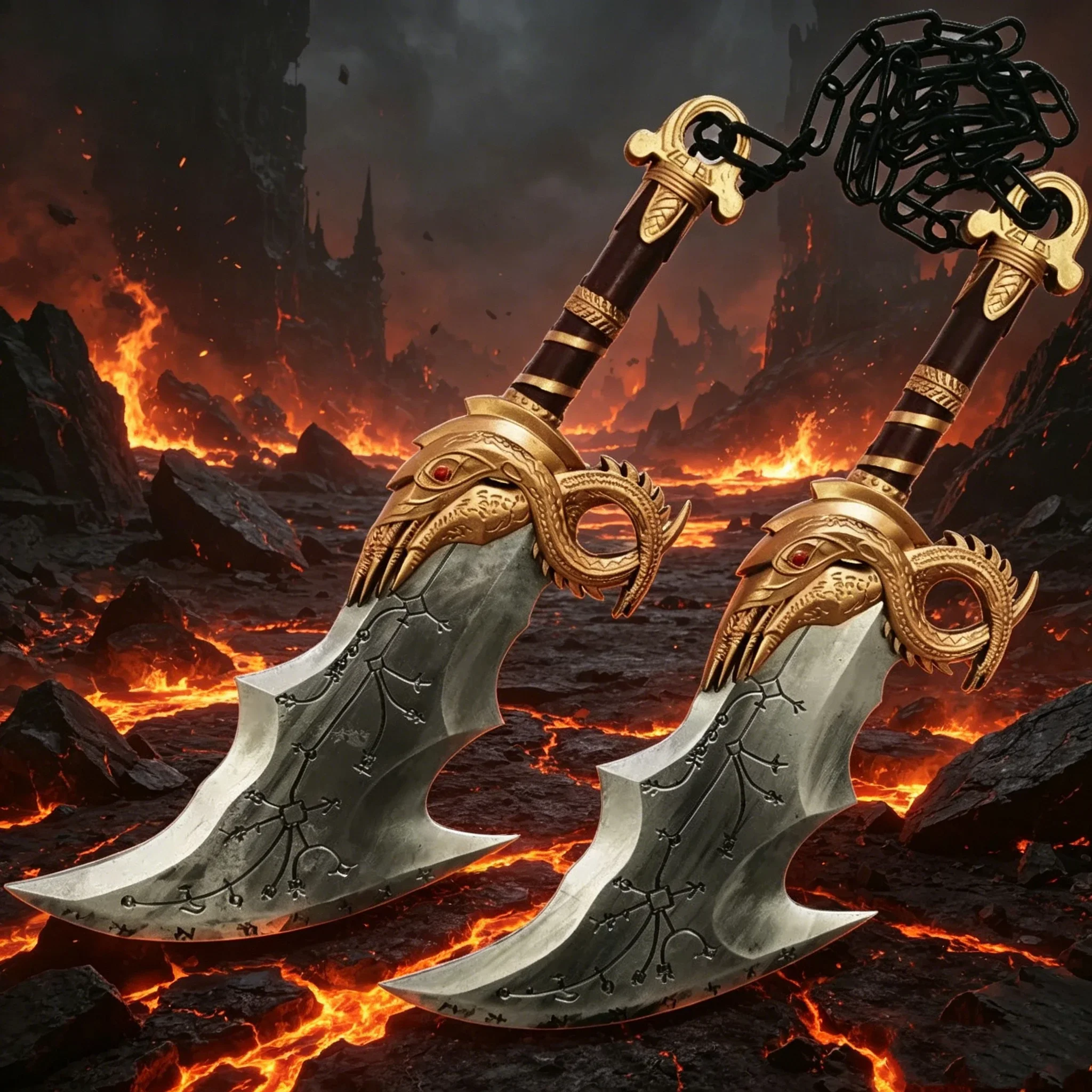 45cm A Pair God of War 4 Chaos Blade AXE Chained Cosplay Prop Safety PU knife sword Model Anime show Collectible Game Fans Gift