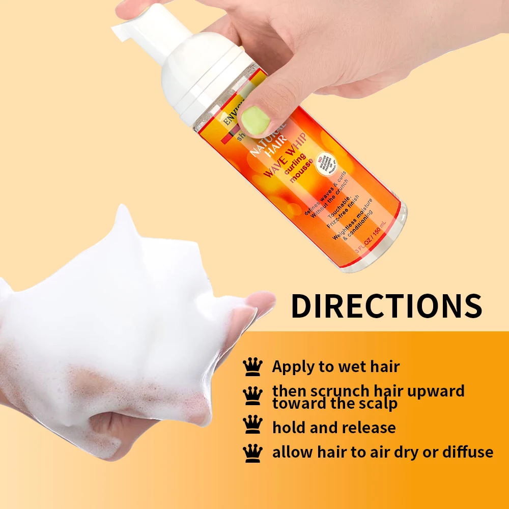 ENVISHA Curly Hair Bounce Haarpflege-Styling-Mousse, Curling Boost Cream, Styling-Schaum, feuchtigkeitsspendender Relaxer für Perücken, natürliches Elastin – Detail 6