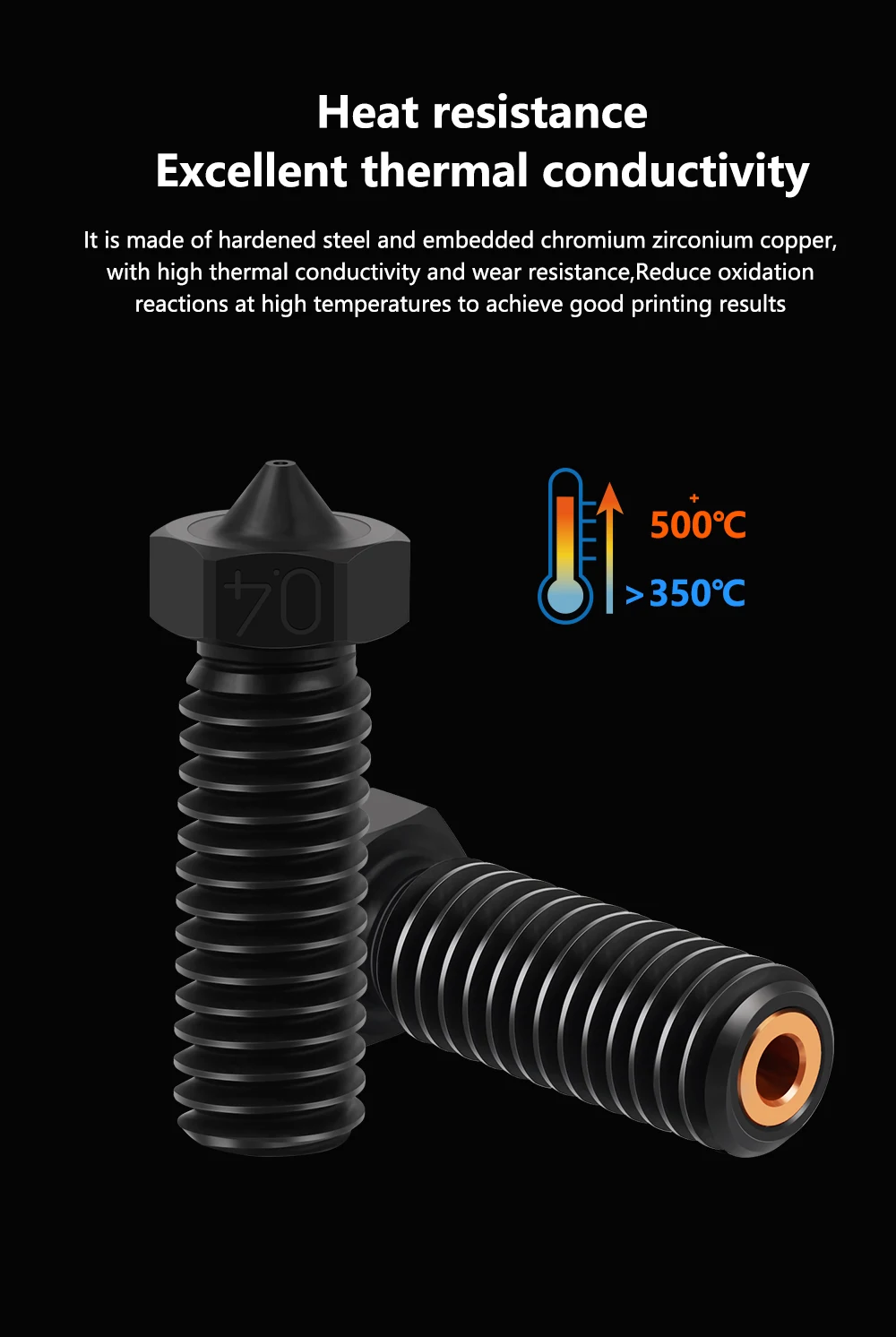 E3D Volcano Düse Hartstahl Messing PTFE plattiert 3D-Druck für Vyper Artillery Sidewinder X1&X2 Genius Pro Hotend – Detail 2