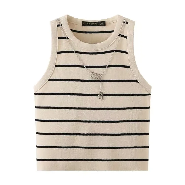 Professional suit, women's Korean suit jacket, striped camisole with high waist and wide leg pants, three piece set pant sets