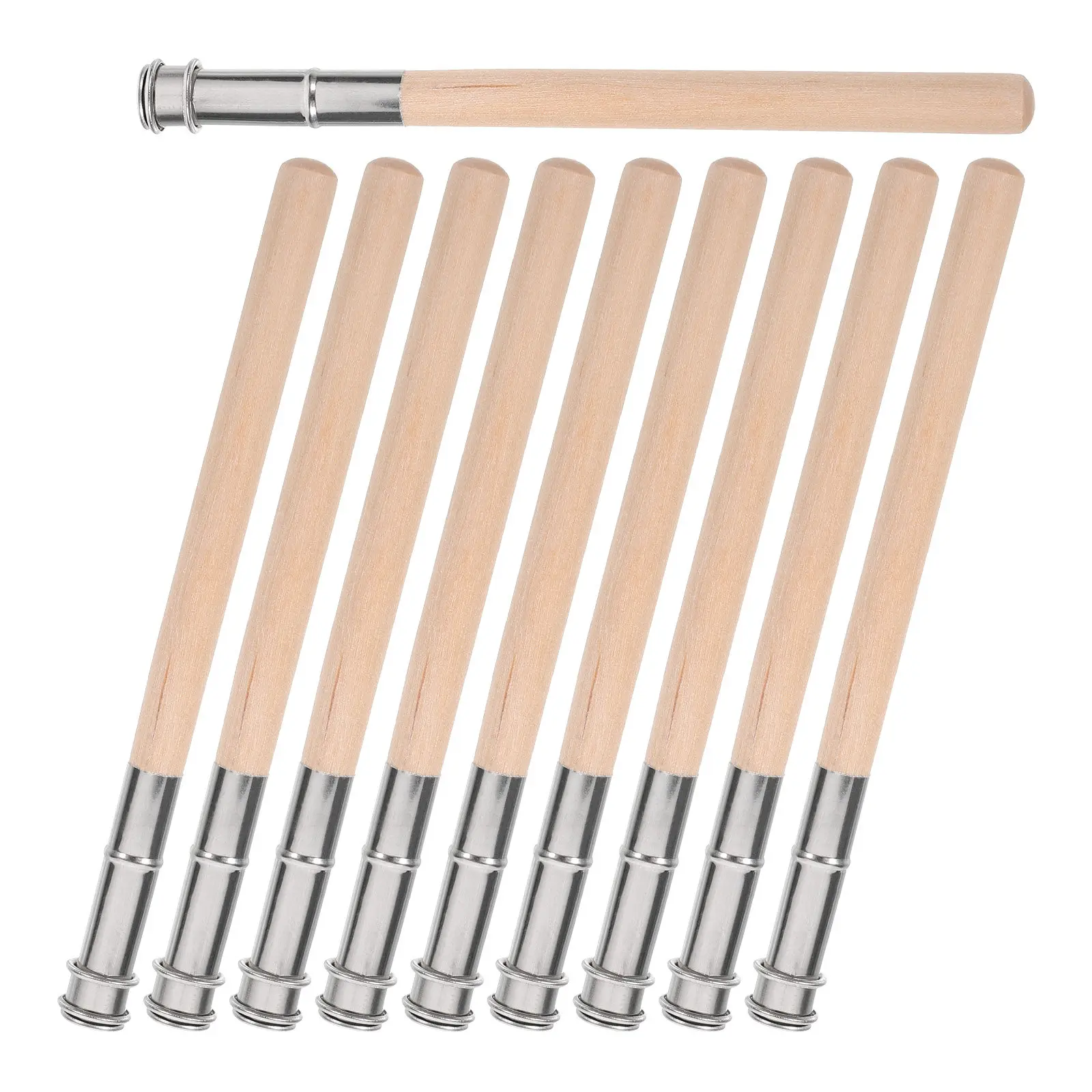 

10Pcs Pencil Extender for Artists Wooden Crayon Extender Holder Metal Reinforced Short Pencil Extension Drawing Tool School