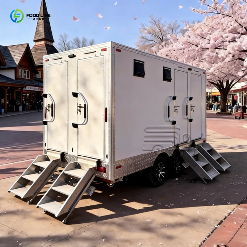 ADA Luxury Trailer Restroom Toilet, Portable Shower Heating Ventilation AC, for Weddings Camping Festival Venues