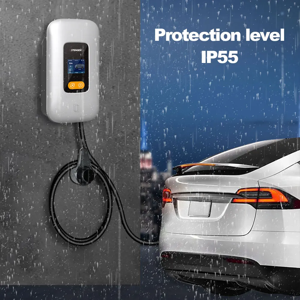 IPENGEN 7KW EV Charger Station Type2 Electric Vehicle Car Charger 32A 1Phase IEC62196-2 EVSE Wallbox Charging WIFI APP Control