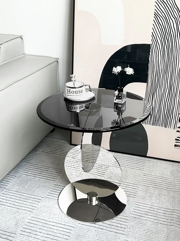 Минималистичный высококачественный столик для дивана, небольшой журнальный столик из подвижного стекла для домашней гостиной, угловой столик из нержавеющей стали