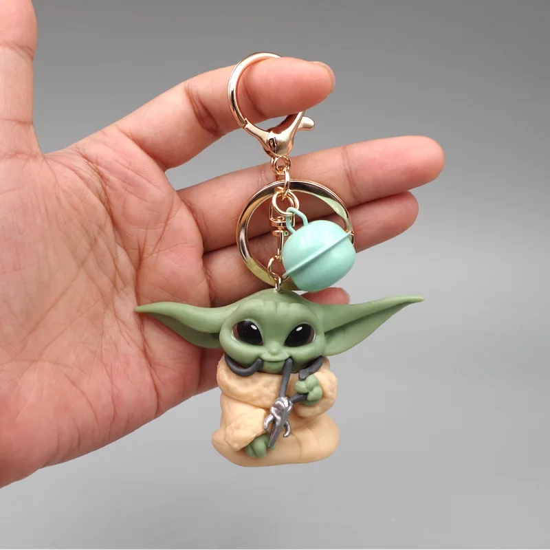 Disney Keychain Action Figure Baby Yoda Pendant Model Keychain Kawaii Cartoon Keyring Anime Figure Yoda Key Chain Kids Toy