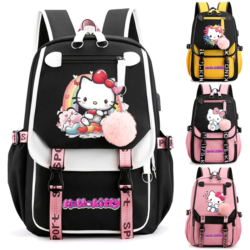 Hello Kitty Backpack for Student Back To School Bag for Girl Boy Children Schoolbag Kids Teenager Bookbag Women Anime Rucksack