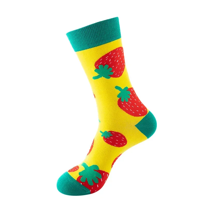 Fashion Women Fruit-patterned Short Socks Funky Strawberry Avocado and Watermelon Mid-calf Socks for Men EUR 37-44