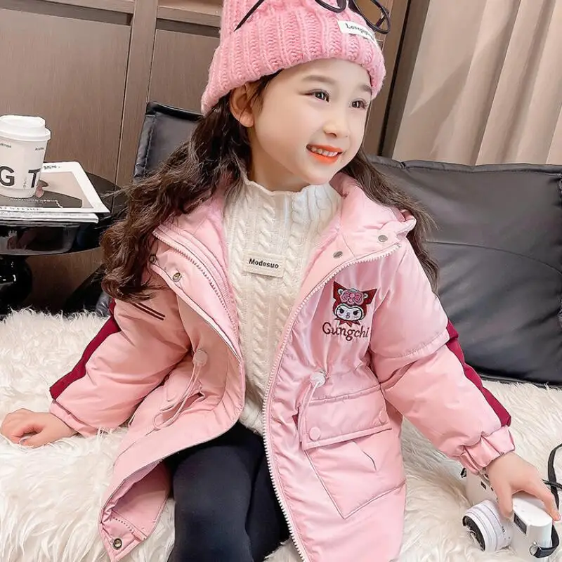 

Girl Kuromi Overcomes Sanrio Autumn Winter New Kawaii Anime Sweet Thick Coat Children's Fashionable Warm Cotton Jacket Kids Gift