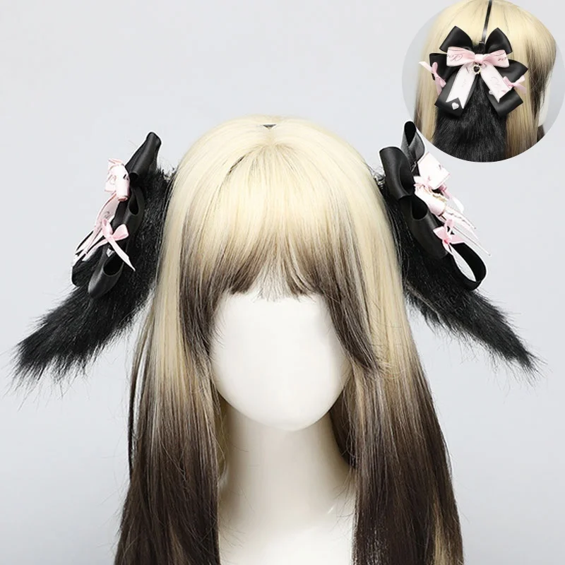 Vampires Black Sakura copricapo fatto a mano Lolita Animal Ear Bow Hair Cyberpunk Cute Cosplay Costume simulazione coniglio Ear Hoop