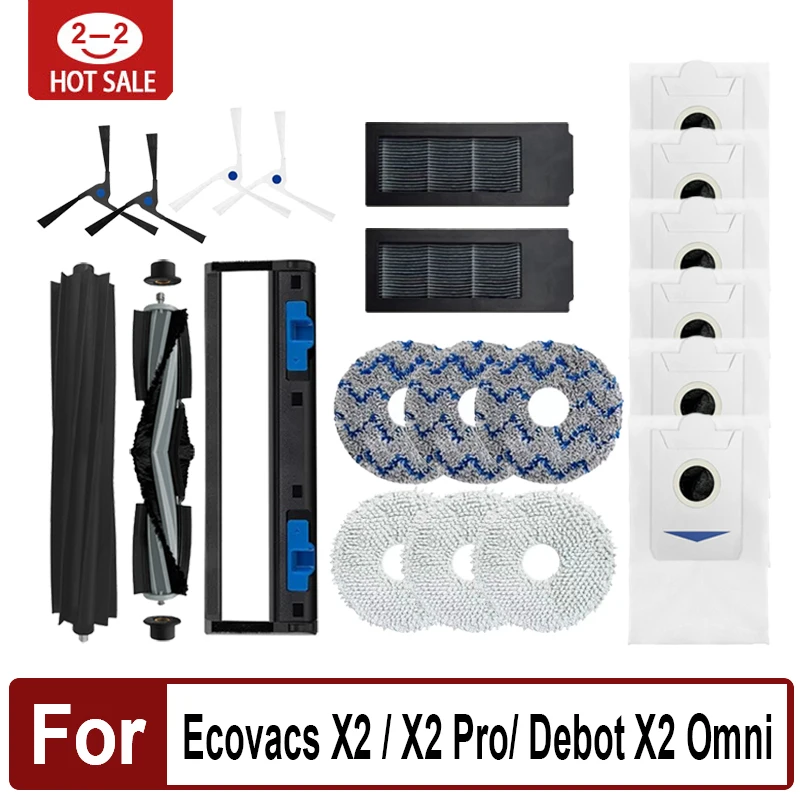 For Ecovacs Deebot X2 Omni X2 / X2 Pro Plus/DEX86 Vacuum Hepa Filter Cleaner Robot Mop Cloths Main Side Brush Cover Accessories