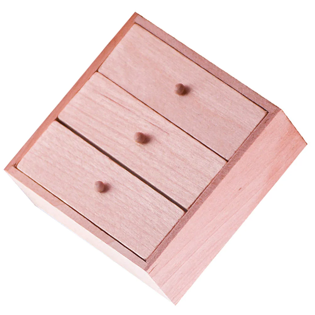 Mini Cabinet Decoration Adornment House Lockers Toys Wooden Storage Miniature Furniture Chest of Drawers Prop Models