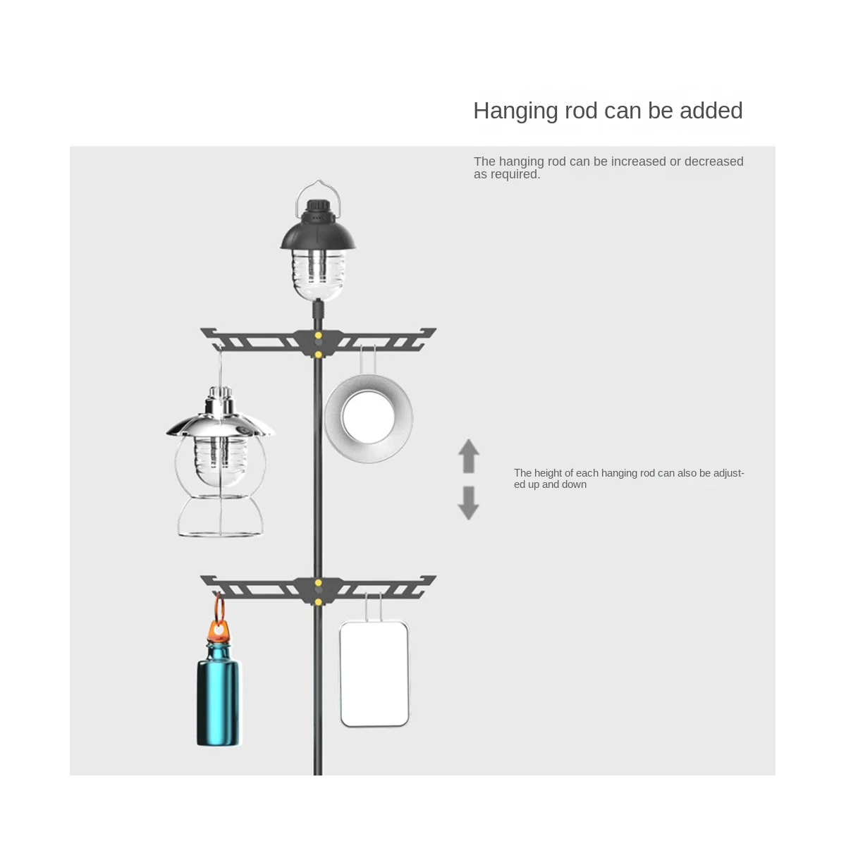 

Camping Storage Rack Aluminum Alloy Lantern Stand Adjustable Organizer for Outdoor Camping Picnic Fishing BBQ