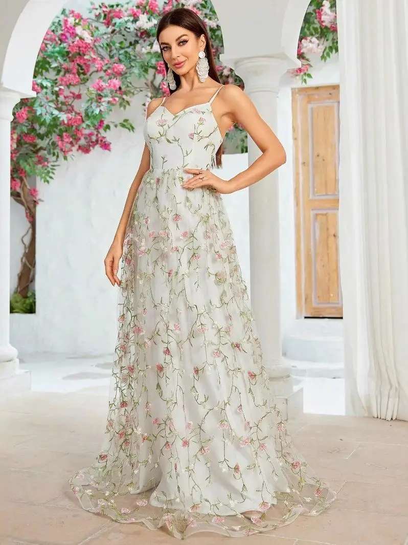 Sweet Embroidered Dr Me Evening Gown for Women Faionable Mid-Waist Silk Fabric Par Dr Chinese Sle Stand Collar