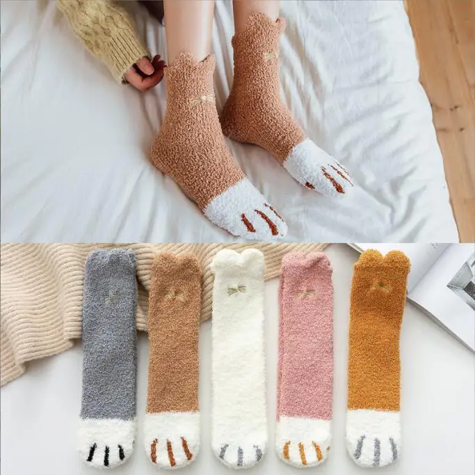 men socks paws cat 3d Socks Cute Funny Thick Girls Cartoon Animal Fingers Sock Hosiery Toe Zebra/Tiger/Cat Foot Sox