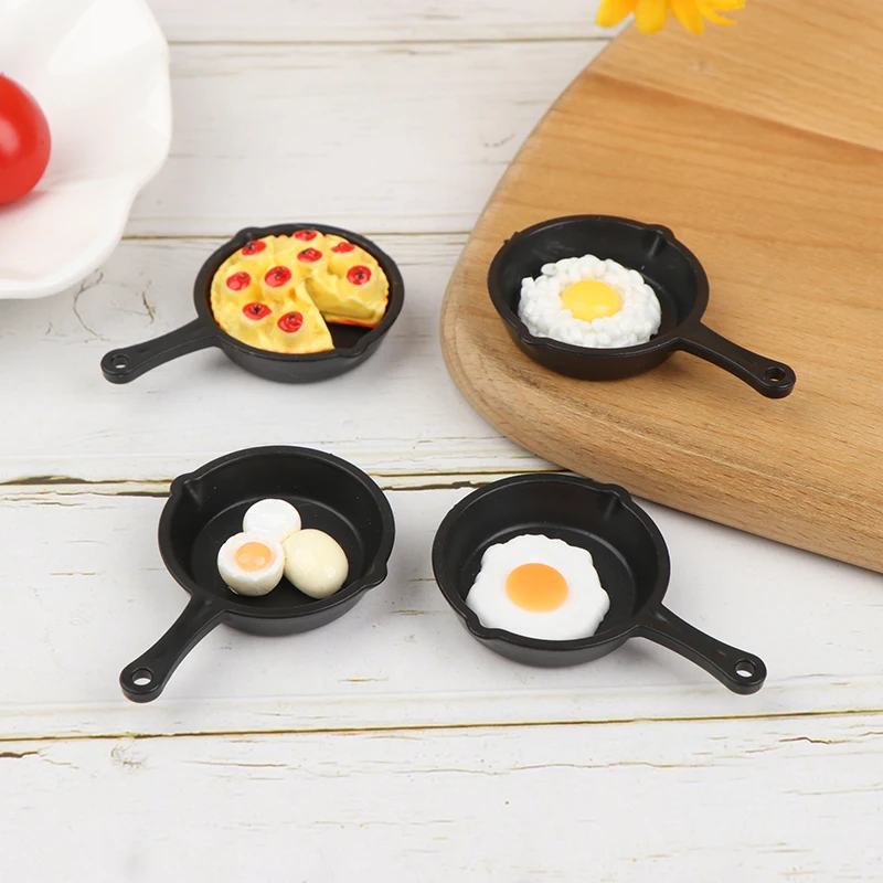 1:12 Dollhouse Miniature Frying Egg Pans Model for Dolls House Kitchen Furniture Accessories Decor Kids Pretend Play Toys