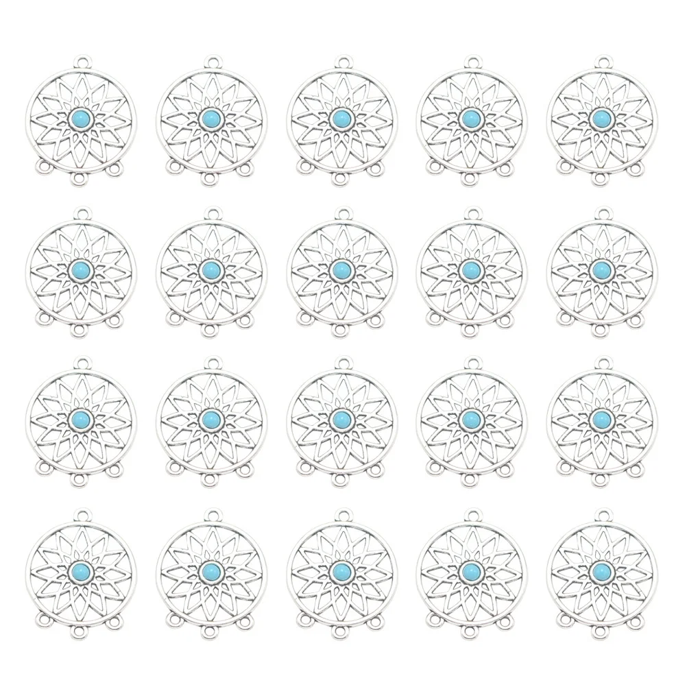 

20Pcs Alloy Turquoise Hollow Dreamcatcher Pendant Charms DIY Jewelry Making Supplies for Necklace Bracelet Scrapbooking