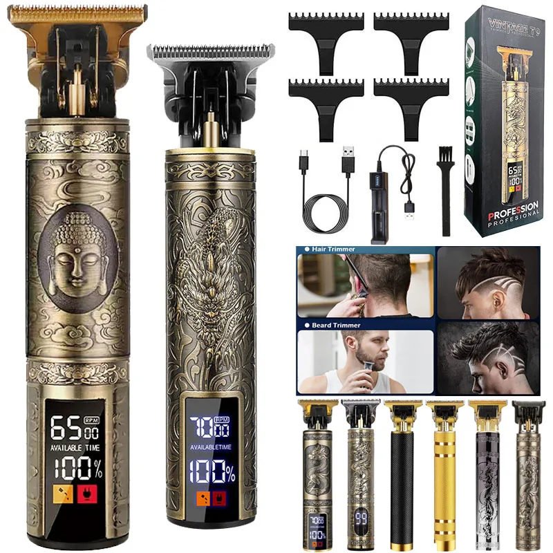 

Digital Display Vintage Cutting Grooming Kit Men Barber Shop Beard Body Professional Electric Hair Shaver Haircut Razor Machine