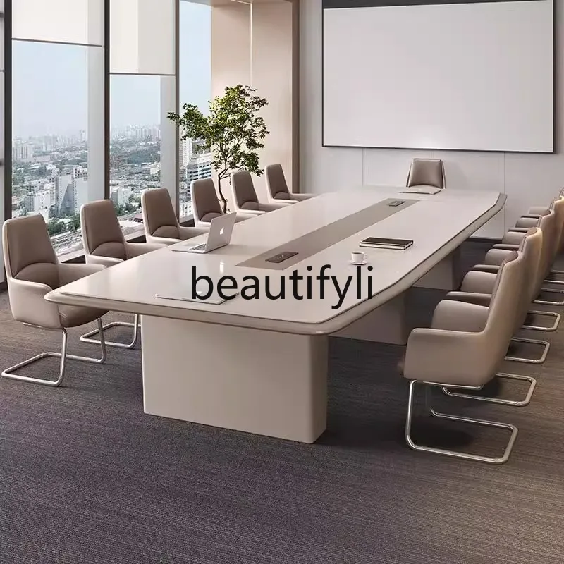 

large-scale paint baking conference long table simple negotiation table light luxury atmosphere large and medium-sized desk