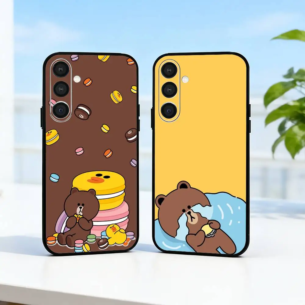 

Cartoon L-LINE F-Friends Cute Brown Phone Case For Samsung A73,A21s,A22,A31,A32,A52,A53,A71,A80,Soft Black Shell