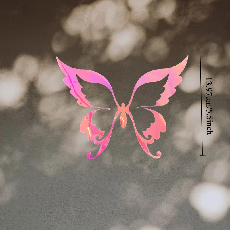 1PC 트렌디한 무지개빛 나비 스티커 - 기기 및 액세서리를 위한 눈길을 끄는 방수 비닐 장식