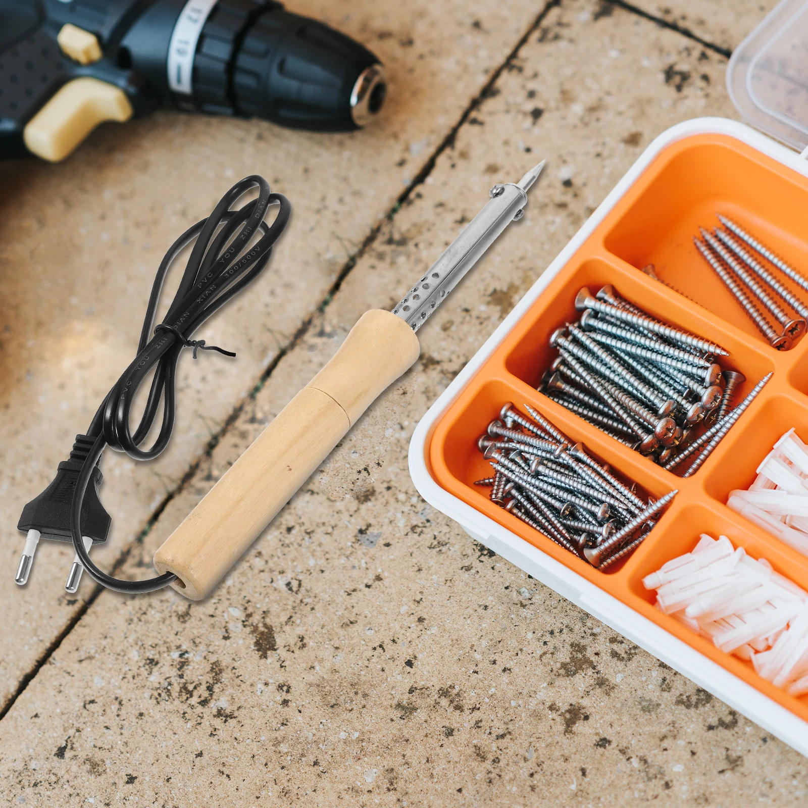 

Electric Soldering Iron 220V EU Plug 40W Wood H Nickel Core Portable Tool Efficient Heating Fast Soldering Durable