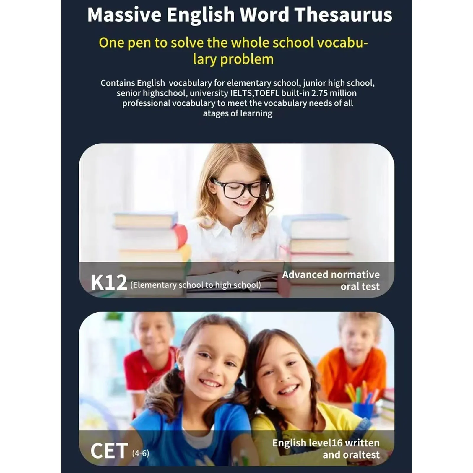 【جديد】قلم مترجم مسح A6S قاموس إلكتروني متعدد ترجمة صوتية 112 لغة مسح مترجم للسفر