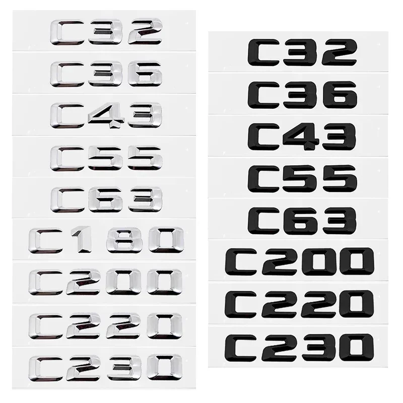 3D Car Tail Letter Stickers Badge for Mercedes Benz C Class C32 C36 C43 C55 C63 C180 C200 C220 C230 Auto Rear