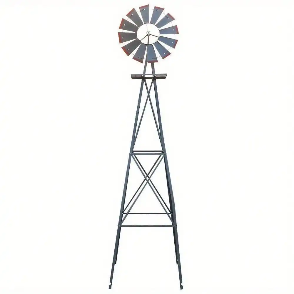 

8Ft Tall Windmill Ornamental Wind Wheel Garden Weather Vane /w Tips Patio Yard