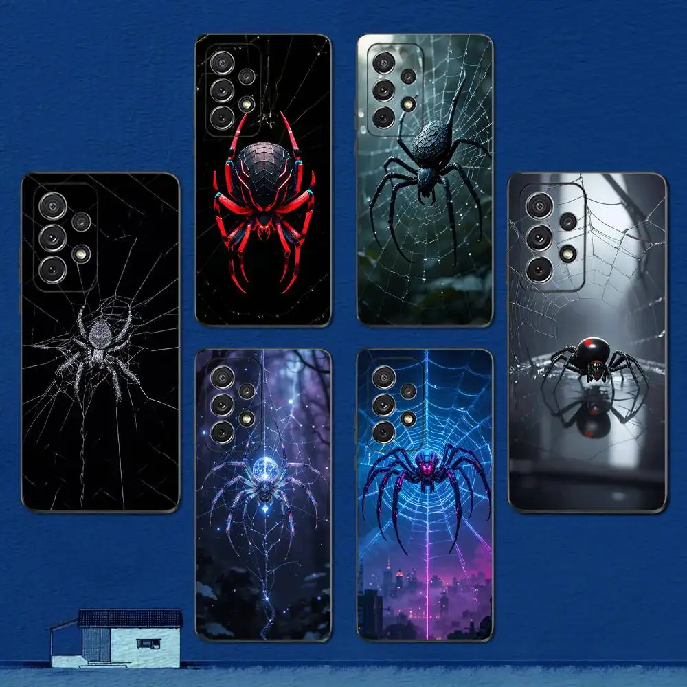 حافظة هاتف Danger Art Black Widow Spider لهاتف سامسونج S22، S21، S20، S10، S9، S25، S24، S23، Ultra، FE، Plus، Lite، غطاء أسود من السيليكون الناعم #1