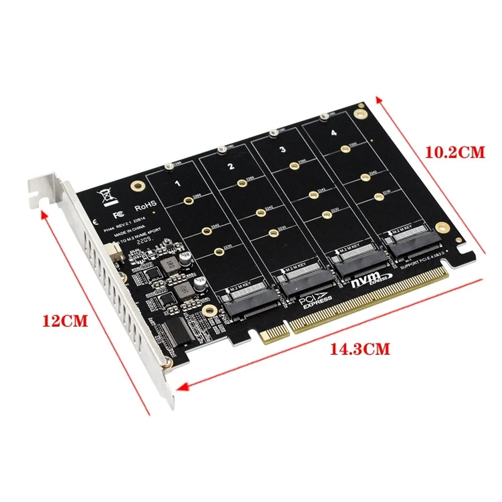 Imagem -03 - Nvme 4-disk Array Card Cartão Raid Pci-e Expansão Nvme Pcie 4.0 3.0 X16 Suporte a Cartões Divididos Ssd M.2 Ph44